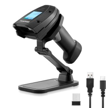Imagem de ONEWSCAN Scanner de código de barras sem fio, scanner de código de barras a laser 1D com suporte 2.4G sem fio e conexão USB com fio, Plug and Play, leitor de código de barras portátil 2 em 1 com tela