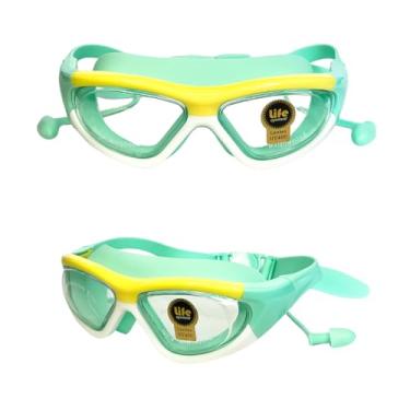 Imagem de Óculos de Natação Infantil de Silicone com Protetor de Ouvido Auricular Diversas Cores (Verde e Amarelo)