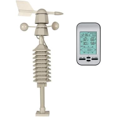 Imagem de Estação meteorológica digital sem fio profissional com velocidade do vento, você pode observar a velocidade do vento, direção do vento, temperatura e umidade interna e externa, console de LE