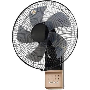 Imagem de Ventilador montado na parede de 16 polegadas, ventilador de parede preto oscilante com controle remoto e temporizador de 7,5 horas, operação silenciosa, ventilador elétrico de grande volume