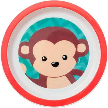 Imagem de Pratinho de Bebê Animal Fun Buba Colorido 21cm Estampa Macaq
