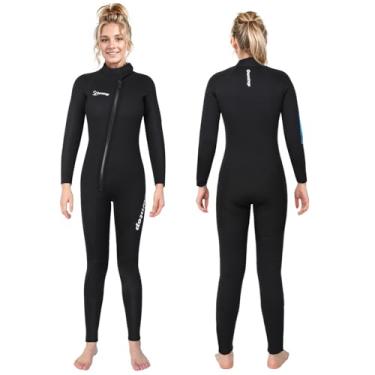 Imagem de Owntop Roupa de mergulho de neoprene de 5 mm para mulheres – Roupas de mergulho completas elásticas manga comprida uma peça pele de mergulho com zíper frontal UPF50+ roupa de banho térmica espessa para mergulho, surfe e snorkel, 2GG
