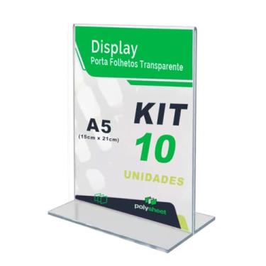 Imagem de Display Porta Folheto Tamanho A5 Formato T Em Acrílico 10 Unidades