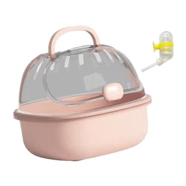 Imagem de IEUDNS Gaiola transportadora para hamster, estojo para transporte de animais pequenos, acessório para hamster, transportadora de viagem para ratos, ao ar, Rosa