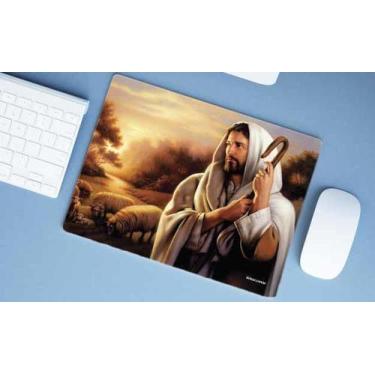 Imagem de Mouse Pad Emborrachado Personalizado Grande Jesus Bom Pastor - Deluzz