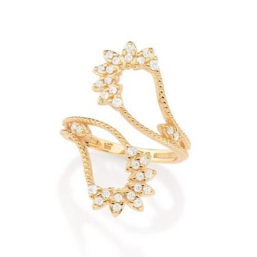 Imagem de Anel banhado ouro 3x 24k 18k e 22k feminino rommanel ajustável abstrat