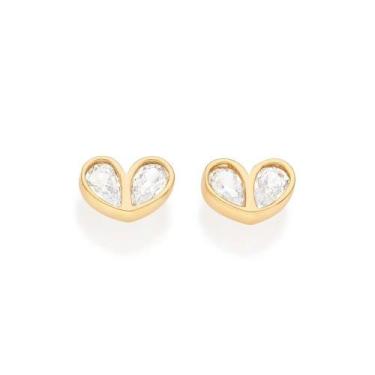 Imagem de Brincos banhado ouro 3x 24k 18k e 22k femininos pequenos coraçâo crave