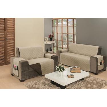 Imagem de Capa para sofa fixo ou reclinavel de 2 e 3 lugares em dupla face imper