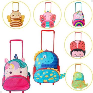 Imagem de Mochila Rodinhas Infantil Clio Pets Bichinhos Menino Menina, Roxo/Rosa