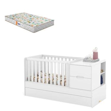 Imagem de Berço Americano Multifuncional Formare Branco Acetinado Colchão - Matic