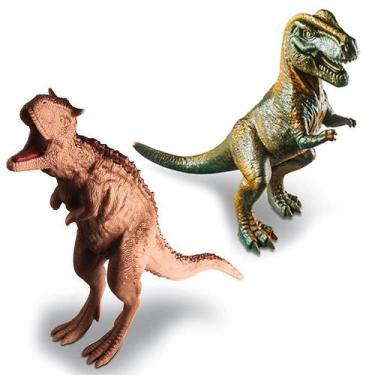 Imagem de 2 Unids Dinossauro Vinil Rex e Carnotaurus Realista Cometa