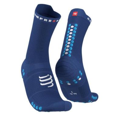 Imagem de Meia de compressão p/ corrida cano médio Azul  Run High V4.0 - COMPRES