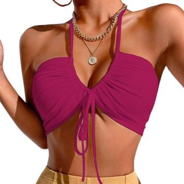 Imagem de Kit 2 Tops Faixa Cropped Feminino Amarração Casual Multiuso Festa - Hy