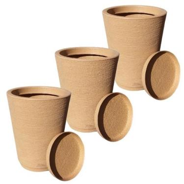 Imagem de Kit com 3 vasos colunas decorativas grafiato de luxo para casa e jardi