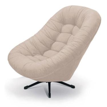 Imagem de Poltrona Giratória com Balanço Mônaco Tecido Suede Veludo Bege - MOVEI