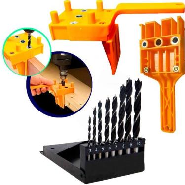 Imagem de Gabarito Cavilhas Para Furação 6,8, 10mm Com Brocas Marcação Métrico E