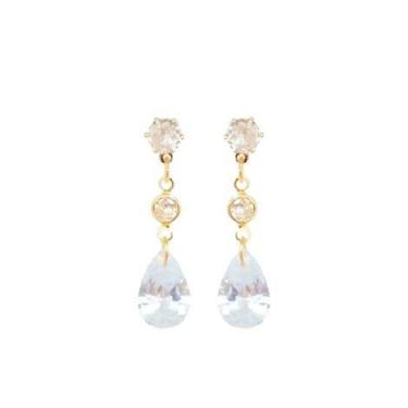 Imagem de Brinco Gota Pingo de Cristal Folheado Ouro 18k Antialérgico - MIXFOLHE