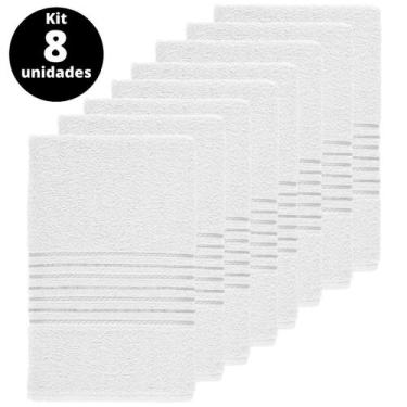 Imagem de KIT 8 TOALHAS DE ROSTO TEKA ESCALA 40X65 cm, Branca