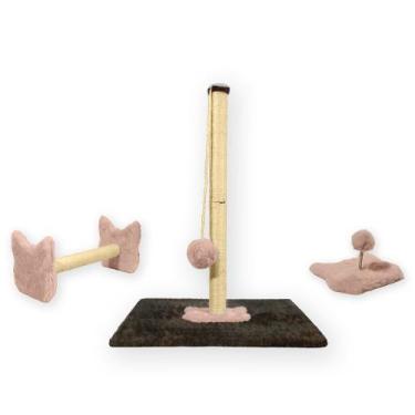 Imagem de Arranhador Para Gatos Sisal Poste G com Bola Pelúcia Brinquedo Cara de