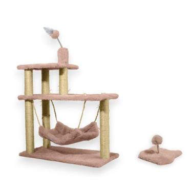 Imagem de Arranhador para Gatos Sisal Plataforma 3 Andares com Brinquedo Mola Ma