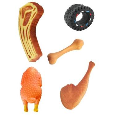 Imagem de Kit 5 Brinquedos Filhote Cachorro Pequeno Pet Mordedor Som - Wellmix