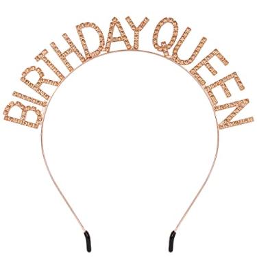 Imagem de AOPRIE Coroa de aniversário para mulheres ouro rosa champanhe tiara de aniversário para meninas aniversário rainha tiara princesa coroa strass acessórios de feliz aniversário