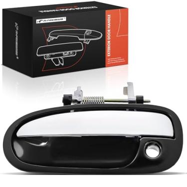 Imagem de A-Premium Maçaneta externa dianteira esquerda do lado do motorista com fechadura compatível com Honda Civic 1996 1997 1998 1999 2000, Sedan, caixa preta com alavanca cromada, substituição #