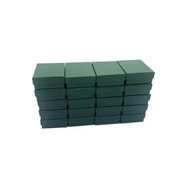 Imagem de HomeImpel 20 pacotes de caixas de joias de papel de papelão, 9 x 6 x 3,5 cm, caixas de joias retangulares preenchidas com algodão, pingente de brinco, colar e caixas de presente (verde)