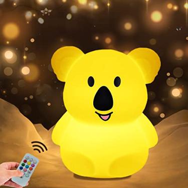 Imagem de WHA&DARREN Large Koala Night Light for Kids,Cute Baby Night Light, Silicone Bedside Lamp,Portable Night Light for Kids Room, Rechargeable Animal Lights for Girls and Boys