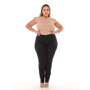 Imagem de Calça jeans plus feminina preta lisa de qualidade premium - SSJEANS, 5