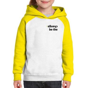 Imagem de Moletom Infantil Be the change - Foca na Moda, Branco, Amarelo, 10