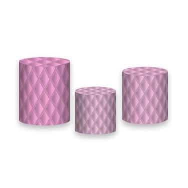 Imagem de Trio De Capa Cilindro - Realeza Capitonê Rosa 009 - Via Cores