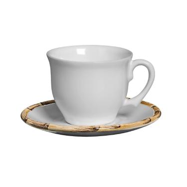 Imagem de Xícara de Chá 200ml com Pires em Bambu e Cerâmica Scalla