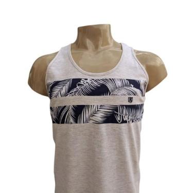 Imagem de Camiseta Regata Masculina 2921 estampa floral mescla algodão academia 