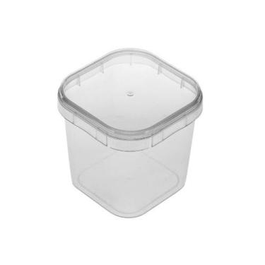 Imagem de Pote Plástico Quadrado 220ml Crystal Com Tampa Lacre Plastilânia Pacot