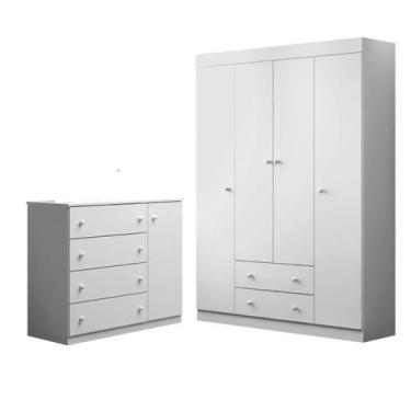 Imagem de Guarda Roupa E Cômoda Infantil Branco Phoenix Baby, MDF