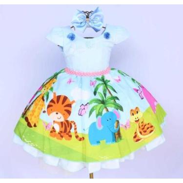 Imagem de Vestido Infantil Safari Festa Temática E Tiara - Pingo de Gente Baby K