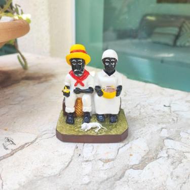 Imagem de Casal Pretos Velhos Imagem Em Resina 9 Cm - Loja Mistica Oficial