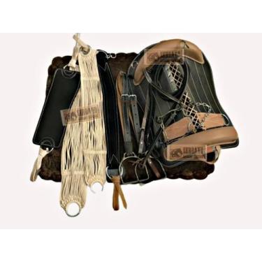 Imagem de Montaria Completa 13x peças Sela Basto preto  Cavalo Laço - SELARIA SE