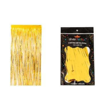 Imagem de Cortina Metalizada Dourada Gold 100 X 200 Cm Un - Silverfestas - SILVE