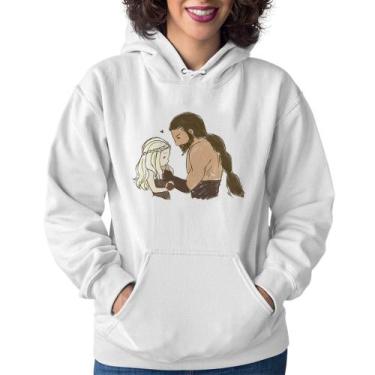 Imagem de Moletom Feminino Khal Drogo e Daenerys Targaryen - Foca na Moda, Branc