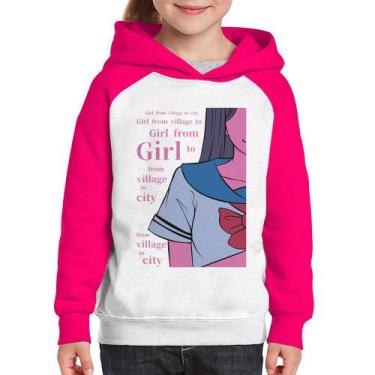 Imagem de Moletom Infantil Girl From Village To City - Foca na Moda, Branco, Ros