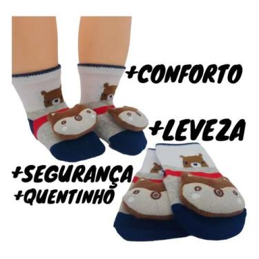 Imagem de Kit 2 Meias Antiderrapantes Pantufas Bebê Infantil Menino(a) - Hangar 