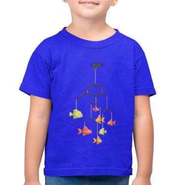 Imagem de Camiseta Algodão Infantil Peixinhos Móbile - Foca na Moda, Azul royal,