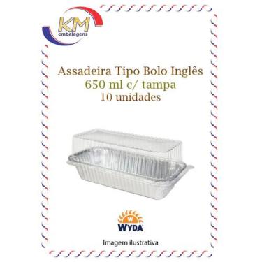 Imagem de Assadeira Tipo Bolo Inglês 650 ml c/ tampa - 10 unid - bolo, doces, ba