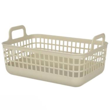 Imagem de Cesto organizador multiuso 9l em plastico c/alca bege 33cm - Flor Arte