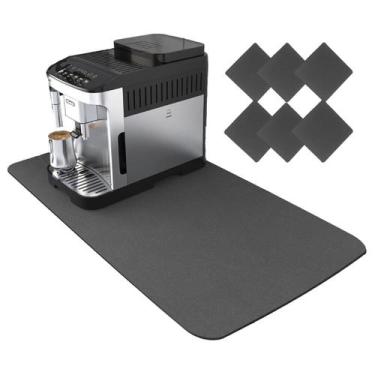 Imagem de Kit Tapete De Mesa 70x30cm Organizar Cantinho Do Café + 6 Porta Apoio 
