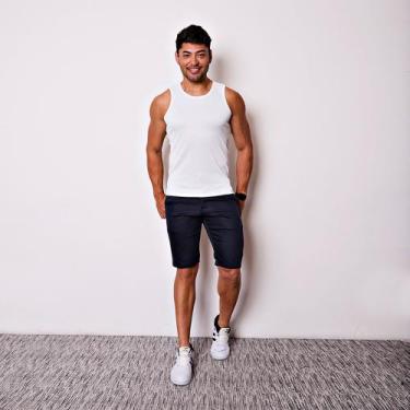 Imagem de Bermuda Masculina Esporte Fino em Sarja - I.Con, Azul marinho, 44