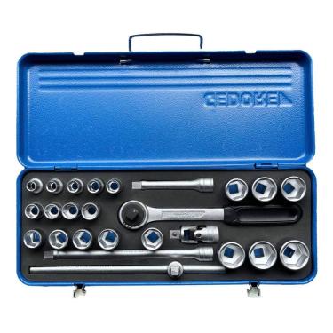 Imagem de Jogo de Soquete Sextavado de 10 à 32 MM e Acessórios Encaixe de 1/2" com 25 Peças - Gedore 015503