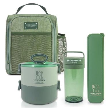 Imagem de Conjunto Da Linha Joy Com Bolsa Térmica, Porta Talher, Pote De Marmita 2 Andares E Garrafa 430ml Verde